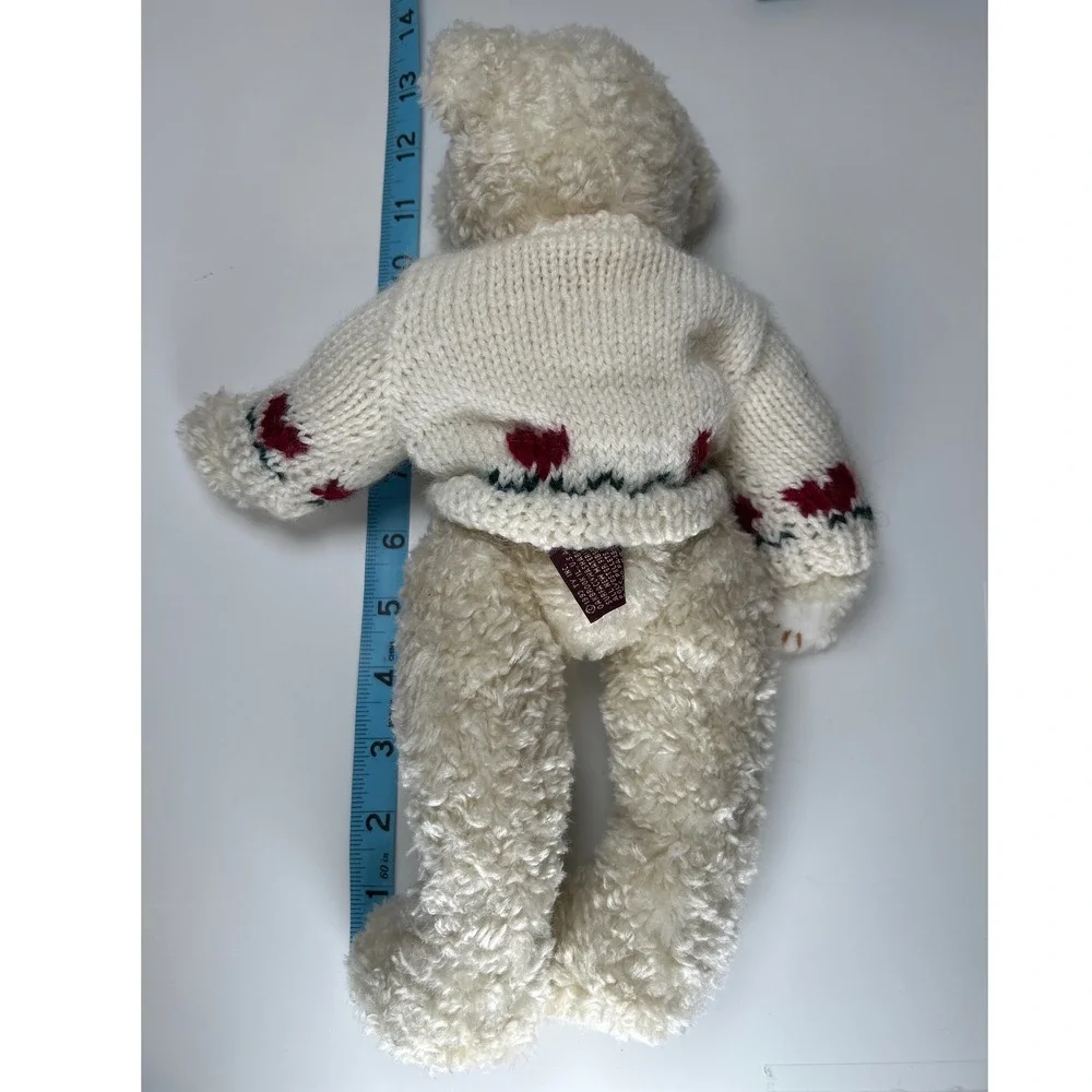 Ty Beanie Baby Teddy Attic Treasures Heartly‎ the Bear Cream Knit Sweater 1993
